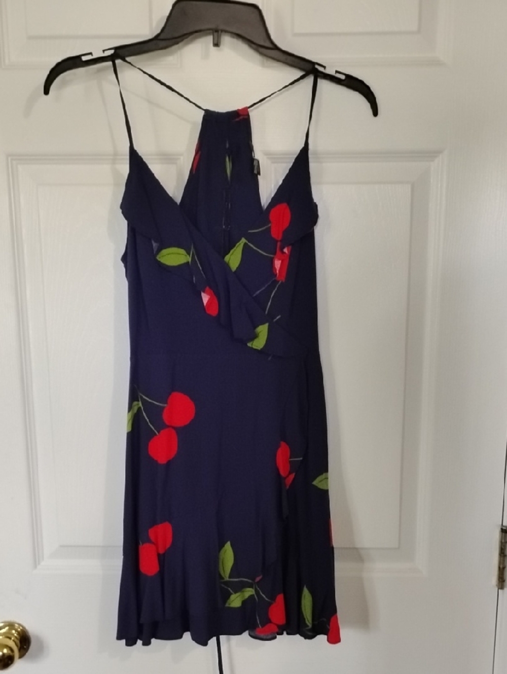 Forever 21 Navy Cherry-Print Spaghetti Strap Mini Dress